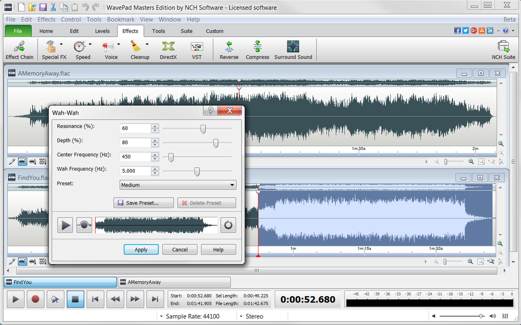 wavepad audio editor free version