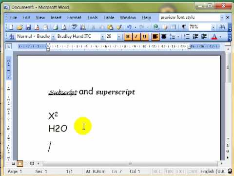 subscript and superscript in word for mac